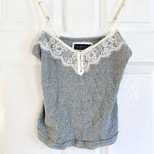 NWOT A&F Soft Sleep Knit Lace Crop Cami